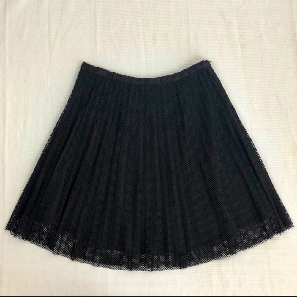 Calvin Klein Black Pleated Mesh A-Line Skirt NWT